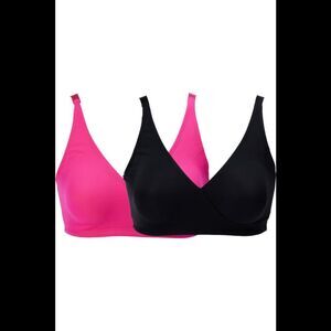 Rhonda Shear 2-pack Butterknit Wrap Bra w/ Removable Pads Black/Pink -